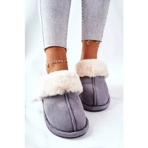 Kesi Women's Slippers with Fur Grey Pinky