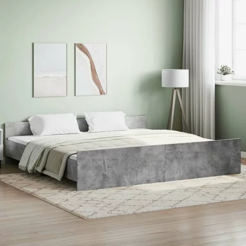  kreveta s uzglavljem i podnožjem boja betona 200x200 cm