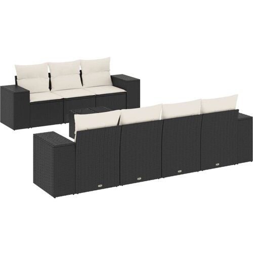  8-dijelni set vrtnih sofa od poliratana s jastucima crni Crna 83 x 62 x 69 cm Slike
