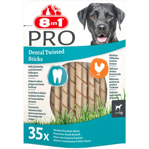 8in1 Delights Pro Dental Twisted Sticks piletina - 2 x 190 g, 70 komada