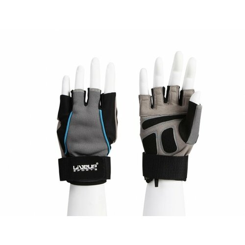 Liveup rukavice za fitnes i teretanu sa steznikom za zglob crno-siva- L/XL - LS3071 Slike