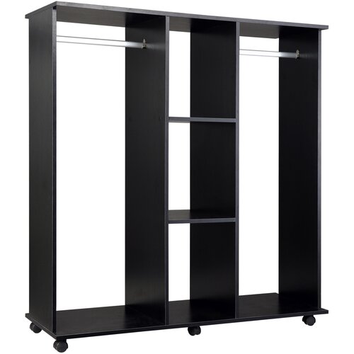 HOMCOM Garderobna omara z dvema omarama, 5 policami in 6 kolesi, les in aluminij, 120x40x128cm, črna, (20710822) Cene