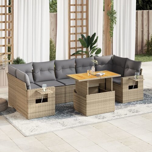 vidaXL 8-dijelni set vrtnih sofa od poliratana s jastucima bež Cijene