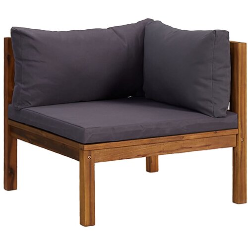 Maison Chic Sekcijski kotni kavč - Sofa - Kanape s temno sivo blazino trden akacijev les, (21727716) Cene