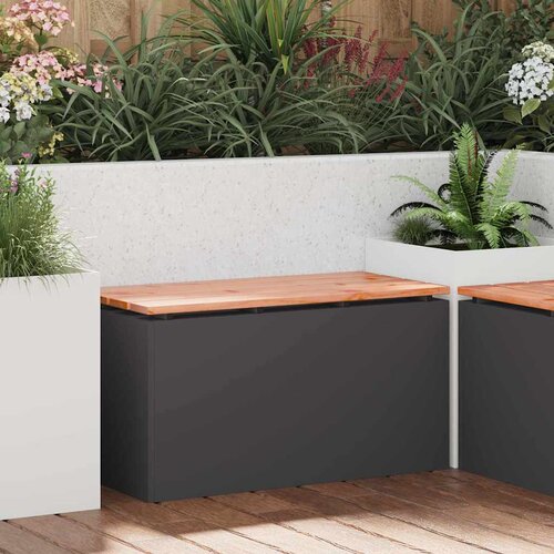 VidaXL Vrtna klop Črna 80 x 40 x 43 cm Jeklo Slike