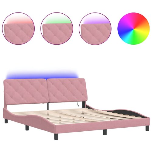 Maison Chic Posteljni okvir - Dvoposteljna postelja - Zakonska postelja z LED lučkami roza 180x200 cm žamet, (21694442) Cene