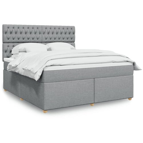 vidaXL Box spring postelja z vzmetnico svetlo siva 180x200 cm blago Cene