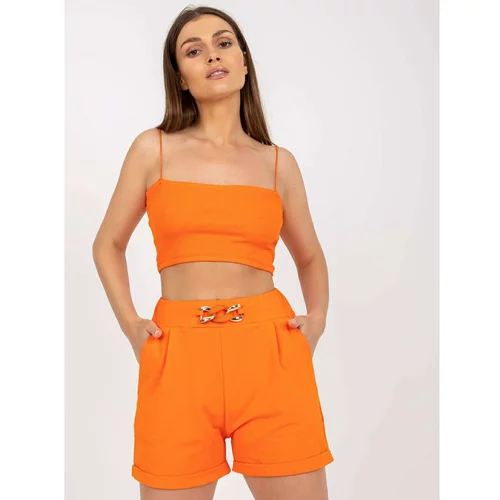 Fashion Hunters Orange casual shorts with pockets RUE PARIS