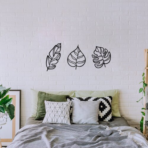 Atelier Del Sofa set zidnih dekoracija Leaves-485, 17x33cm 22x26cm 21x29cm, Crna Cene