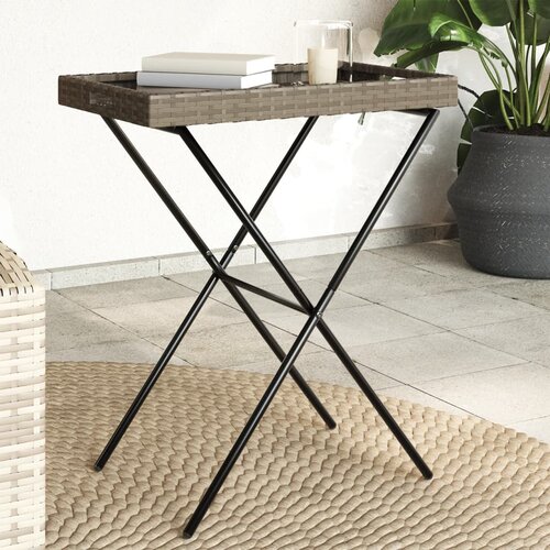 vidaXL Sklopivi stol s pladnjem sivi 65 x 40 x 75 cm od poliratana Cijene