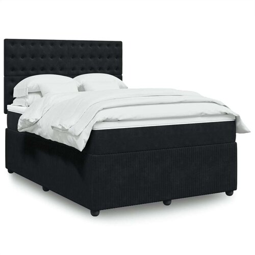 VidaXL Krevet s oprugama i madracem crni 140 x 190 cm bar&amp;scaron;unasti Slike
