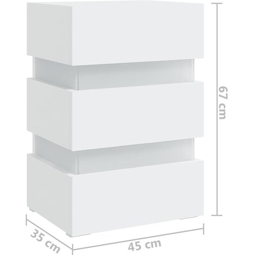  LED noćni ormarić bijeli 45 x 35 x 67 od konstruiranog drva Slike