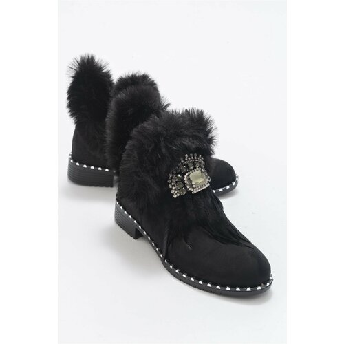 LuviShoes Abuse Women's Black Suede & Shearling Boots Cene