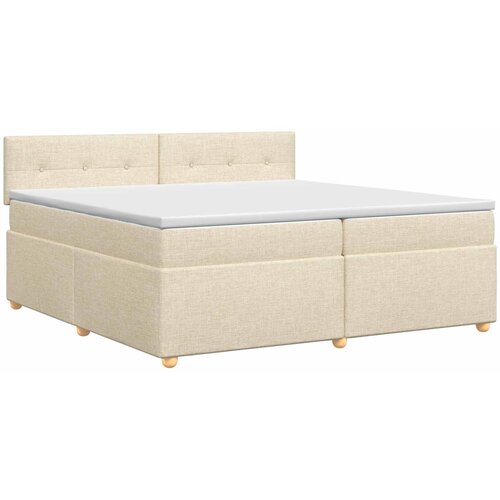  Boxspring krevet s madracem Krem 200 x 200 cm Tkanina Slike