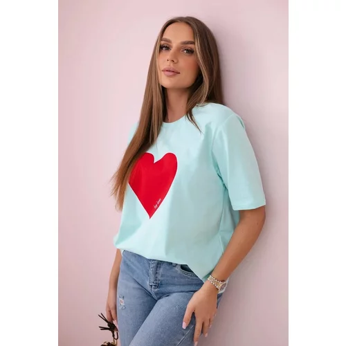 Kesi Cotton blouse with mint heart print