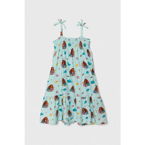 Zippy Otroška bombažna obleka x Disney turkizna barva
