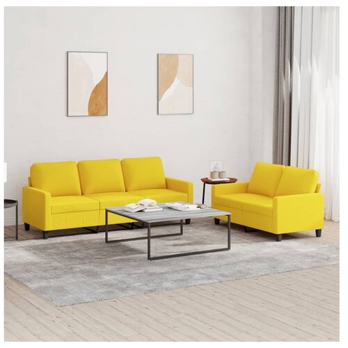 vidaXL 2-dijelni set sofa s jastucima svjetložuti od tkanine Cijene