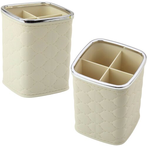  Brush Organizer, Four Compartments, White, 12 x 9.5cm Cene
