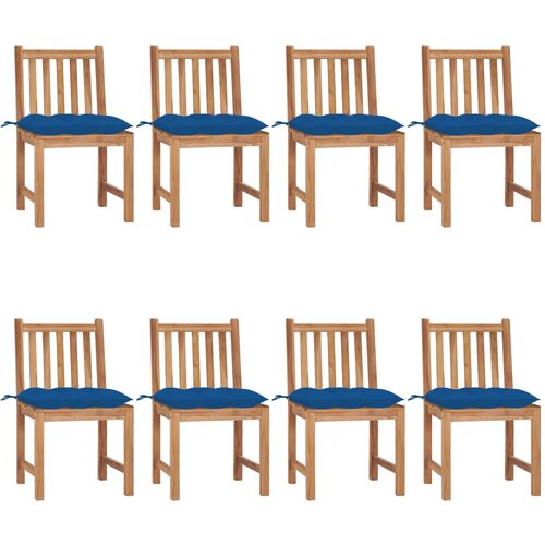  Vrtne stolice s jastucima 8 kom od masivne tikovine Slike