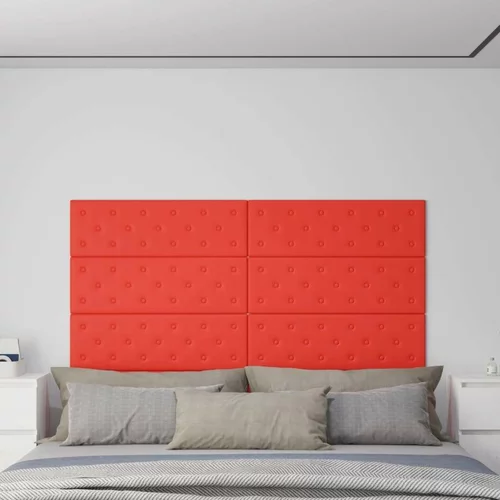  Zidne ploče od umjetne kože 12 kom crvene 90 x 30 cm 3 24 m²