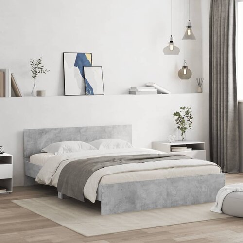  Okvir za krevet s uzglavljem i LED siva boja betona 160x200 cm Cijene