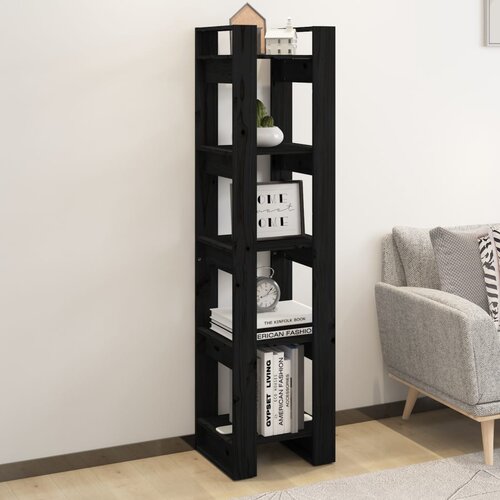 The Living Store Knjižna omara/pregrada črna 41x35x160 cm trdna borovina - Knjižna Omara, (21437132) Cene