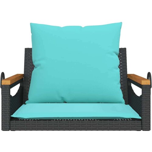  Klupa za ljuljanje s jastucima crna 63x62x40 cm od poliratana - Crna 63 x 62 x 40 cm 1 Nasloni za ruke okruglog dizajna Slike