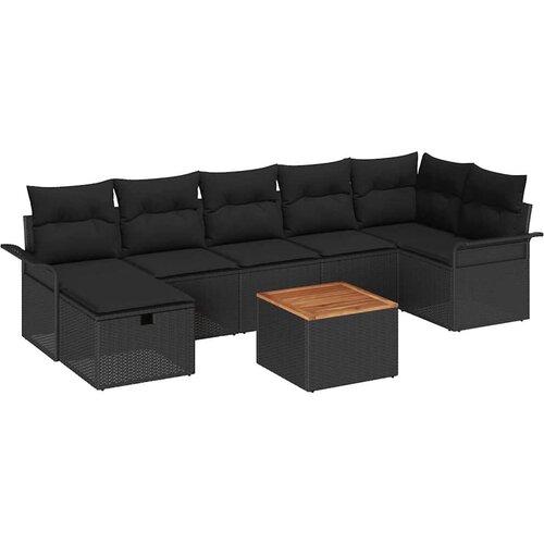  Sjedeća garnitura za vrt 8 kom. Crna poliratan 297,5 x 132,5 x 85 cm Slike