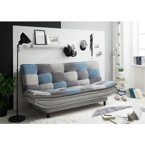 MID.YOU ZOFA S POSTELJNO FUNKCIJO, modra, umazano rjava, temno siva tekstil, leseni material Slike