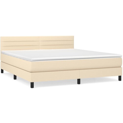 vidaXL Box spring postelja z vzmetnico krem 180x200 cm blago, (20896630) Cene
