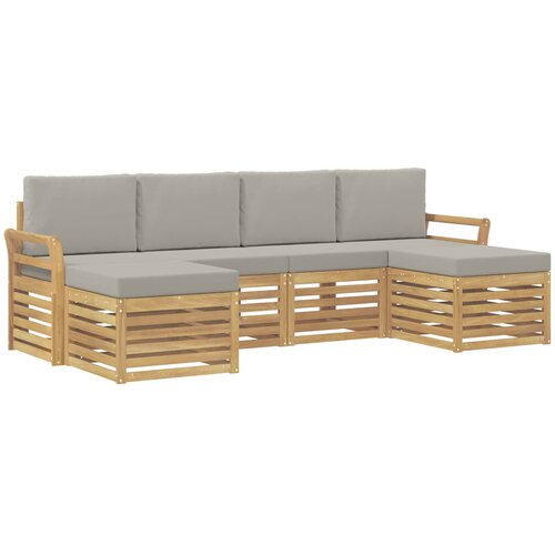  Set vanjskih sofa 6 kom. Bijela i svjetlosiva Poliester Smeđa 253 x 122,5 x 73 cm Slike