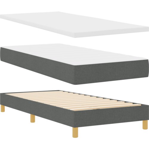 VidaXL box spring krevet s madracem u tamnosivoj boji, 90x190 cm, tkanina Slike