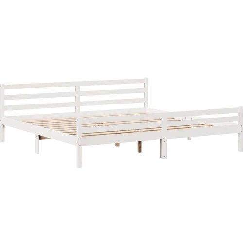 VidaXL Okvir kreveta bez madraca bijeli 200x200 cm od masivne borovine Slike
