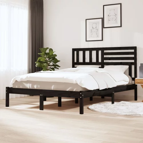 vidaXL posteljni okvir črn iz borovine 140x190 cm