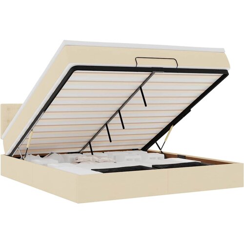  Otomanski krevet s madracem i LED krem 180x200cm od tkanine Slike