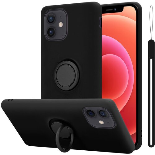 Cadorabo Ohi&scaron;je združljiv z Apple v tekoči črni barvi - za&scaron;čitni pokrov iz fleksibilnega silikona TPU z obročem, (20583386) Cene