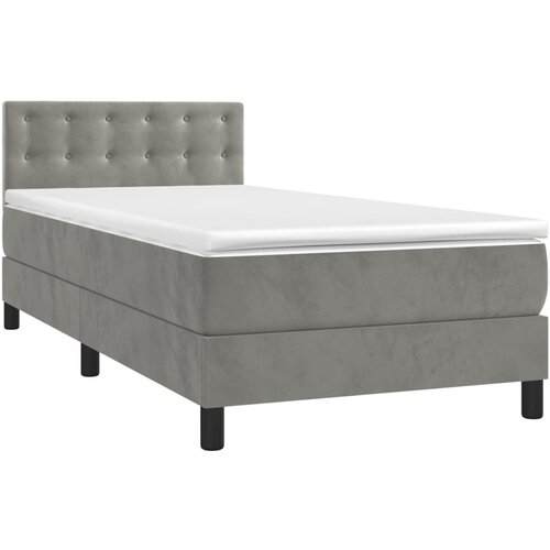 Maison Chic Box spring postelja - Vzmetna postelja z vzmetnico svetlo siv 90x190 cm žamet SL6939, (21900557) Slike