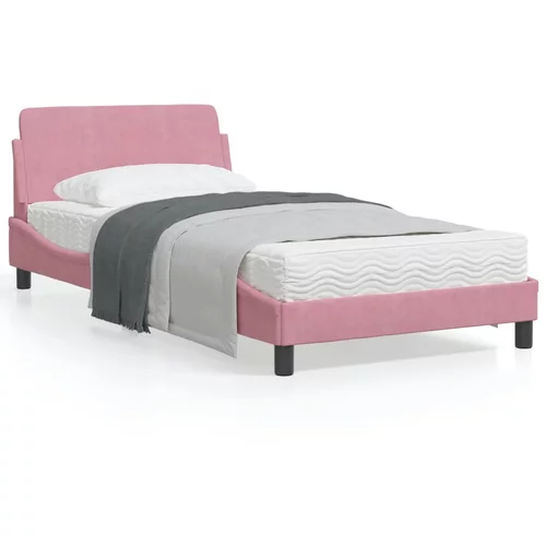  Okvir za krevet s uzglavljem ružičasti 100x200 cm baršunasti