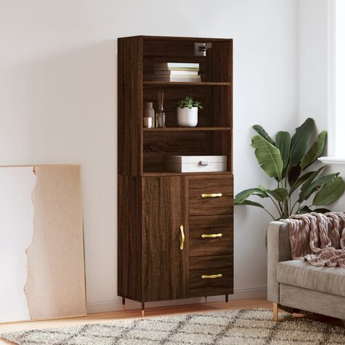 The Living Store Visoka komoda rjav hrast 69,5x34x180 cm inženirski les - Visoka Omarica, (21430217) Slike