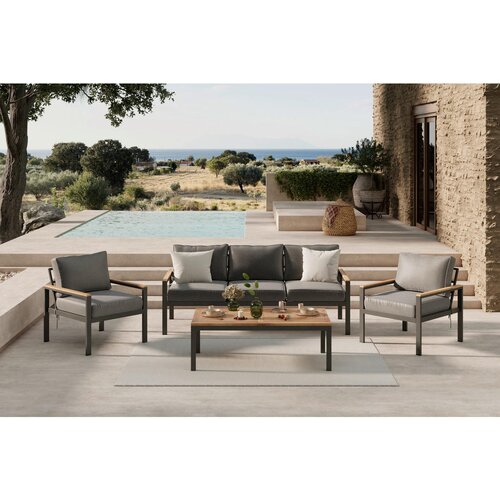 Ambia Garden LOUNGE GARNITURA akacija v celoti masivno aluminij Slike