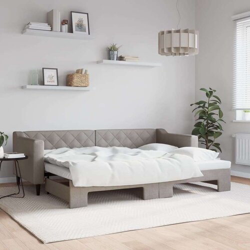 VidaXL dnevni krevet na razvlačenje smeđesivi 80 x 200 cm od tkanine Slike