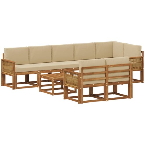 vidaXL Zunanja garnitura za sedenje 9 pcs Naravna in bež Poliester, (5000281511) Cene