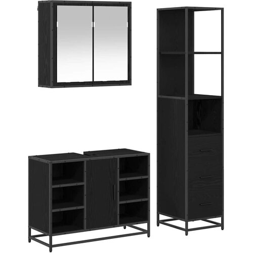  Set namje&amp;scaron;taja za kupaonicu 3 kom. Crni hrast 80 x 33 x 60 cm Slike