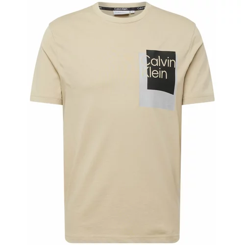 Calvin Klein Majica maslinasta / crna / srebro