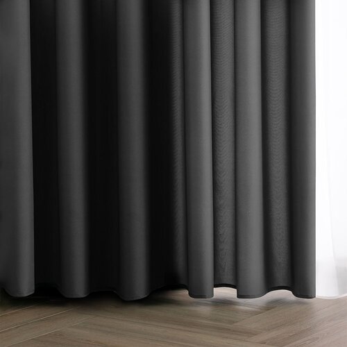Restilo zasłona CARLI kolor stalowy gładki styl klasyczny troczki 25x1,5cm materiał oxford 140x250 Slike