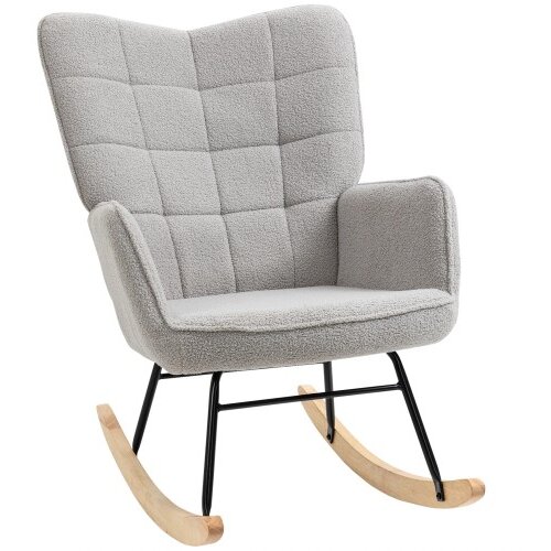 Nesta Gugalni stol, nihajni fotelj, poudarjeni stol, dnevni&scaron;ki fotelj, počivalnik, nosilnost do 120 kg, berberski flis, svetlo siv, 71x98x101 cm, (5000493745) Cene