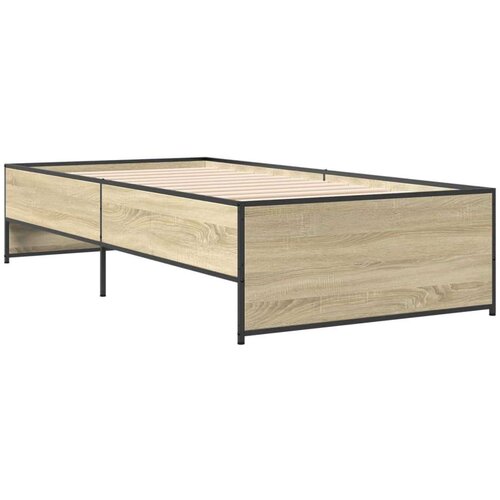 VidaXL Okvir za krevet boja hrasta 90x190 cm konstruirano drvo i metal Slike