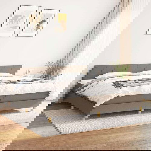  Box spring postelja z vzmetnico taupe 200x200 cm blago, (20897259) Cene