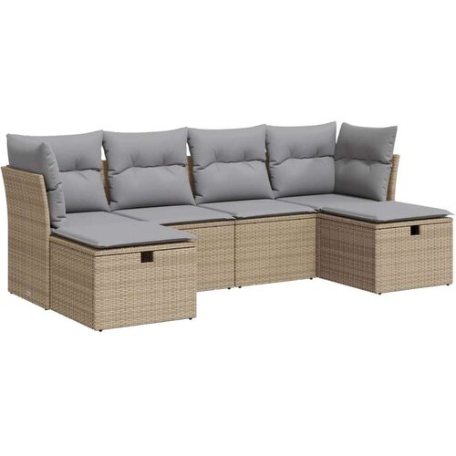 VidaXL 6-dijelni set vrtnih sofa s jastucima bež od poliratana Slike