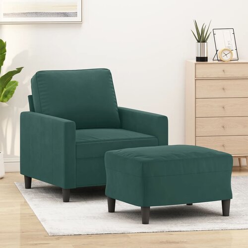 vidaXL Fotelja s tabureom tamnozelena 60 cm baršunasta Cijene